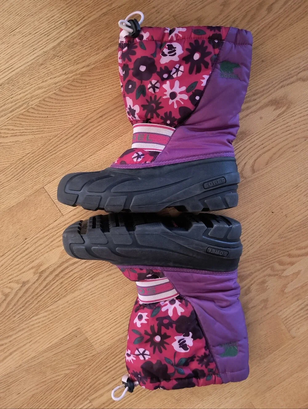 Sorel Purple Black Pink Snow Boots Girls Size 6